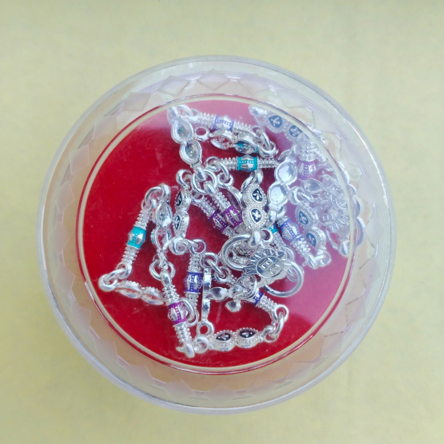 Ethnic Silver-Plated Payal with Colorful Floral Enamel and Jingle Bell Charms