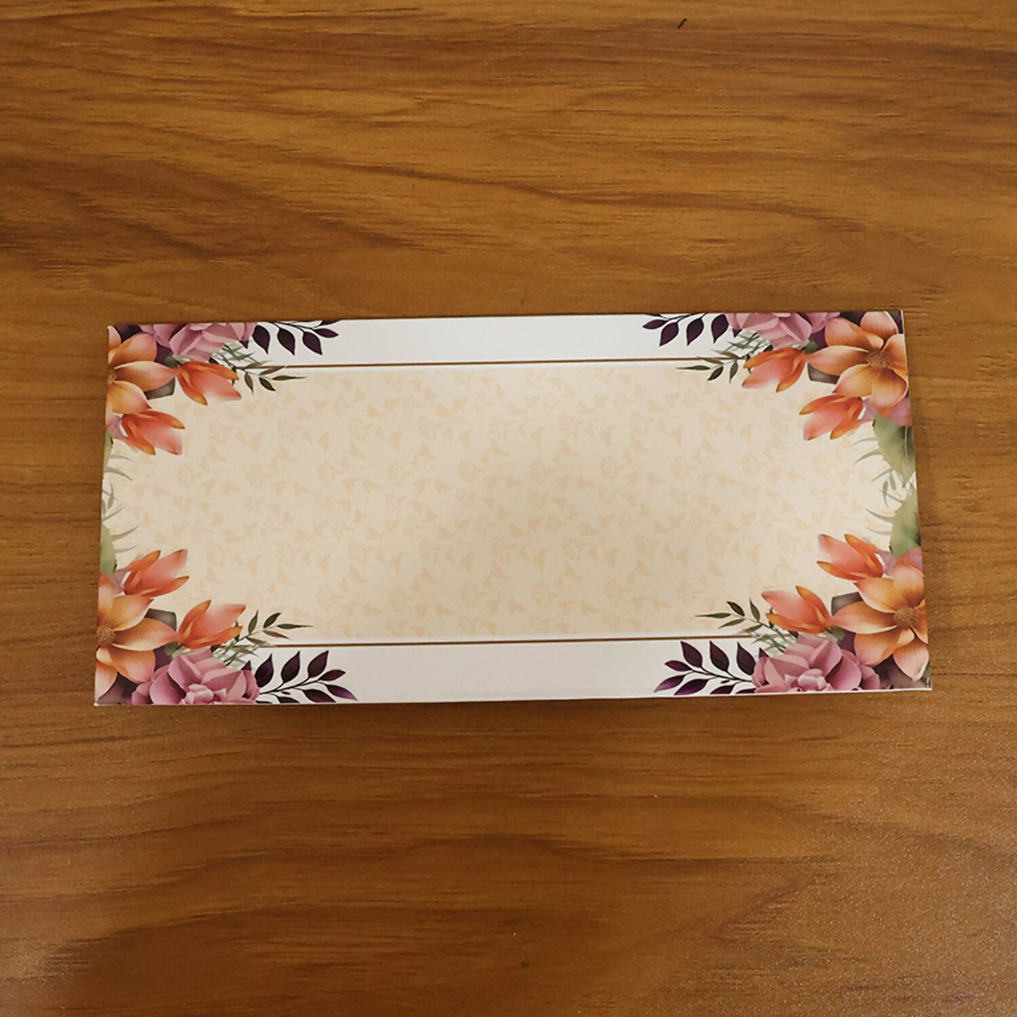 Elegant Floral Pattern A4 Size Money Gift Envelopes in Soft Peach Tone for Wedding, Festive & Cash Gifting – Pack of 10