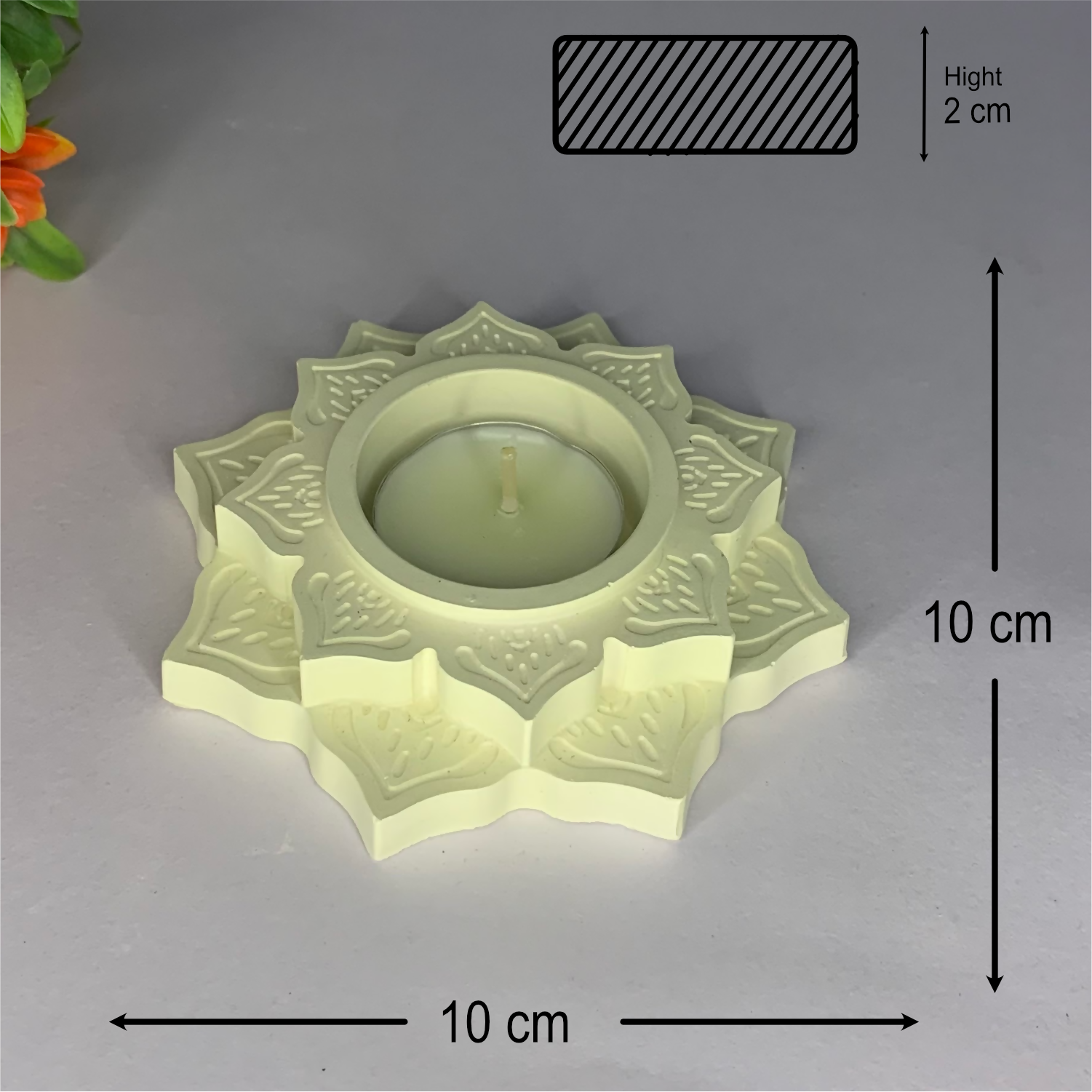White Lotus Diya Ivory Candle