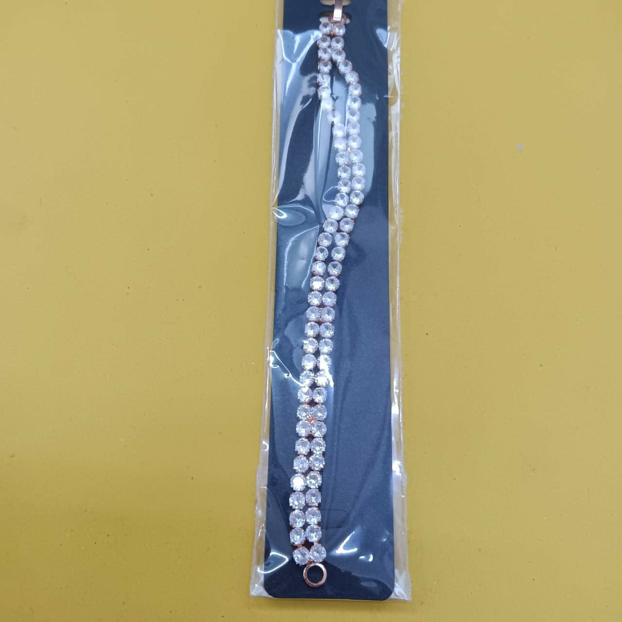 Rose Gold Plated Ad Stone Double Line Bracelet