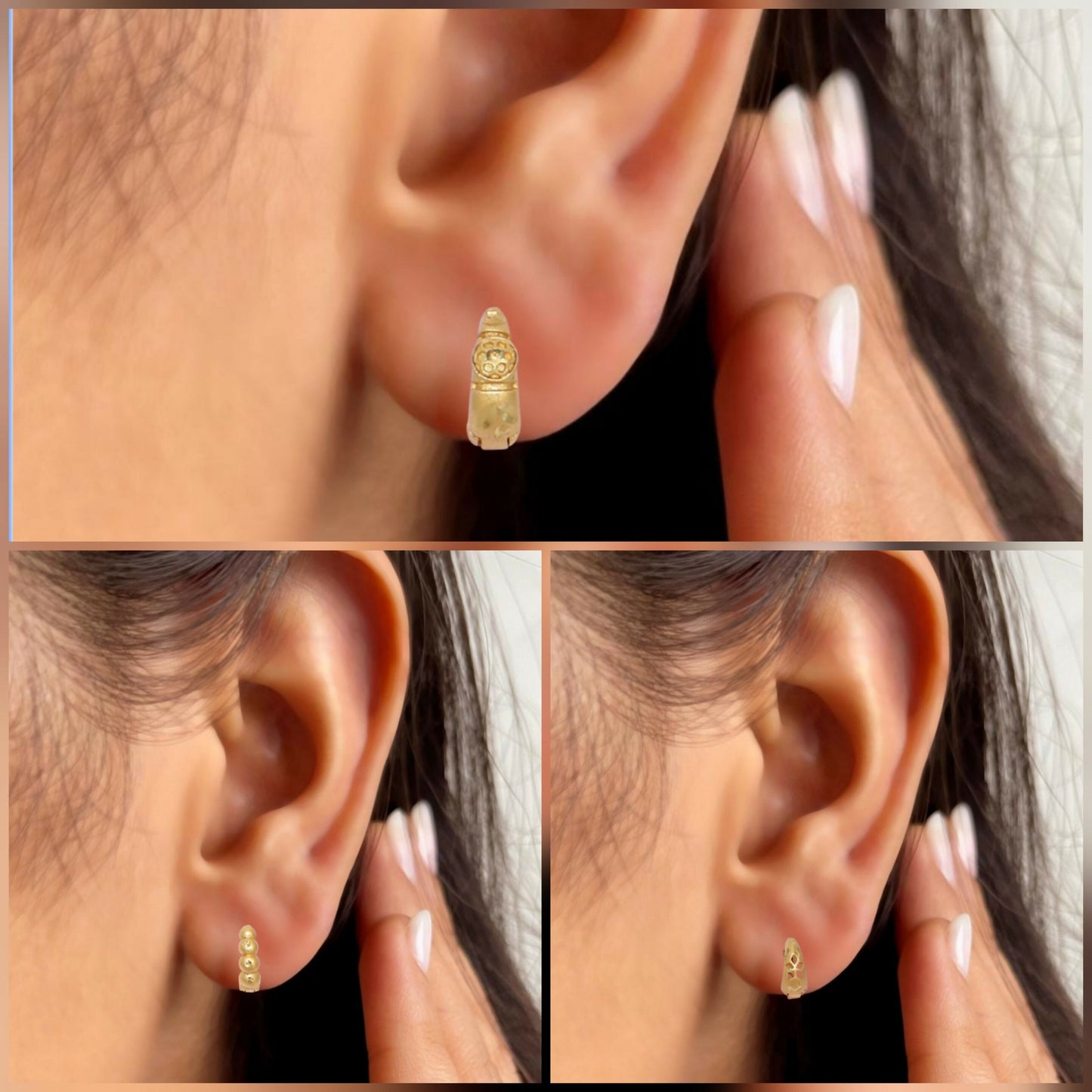 Gold Bali Earrings with AD bali Design kan ki bali Combo Pack of 3