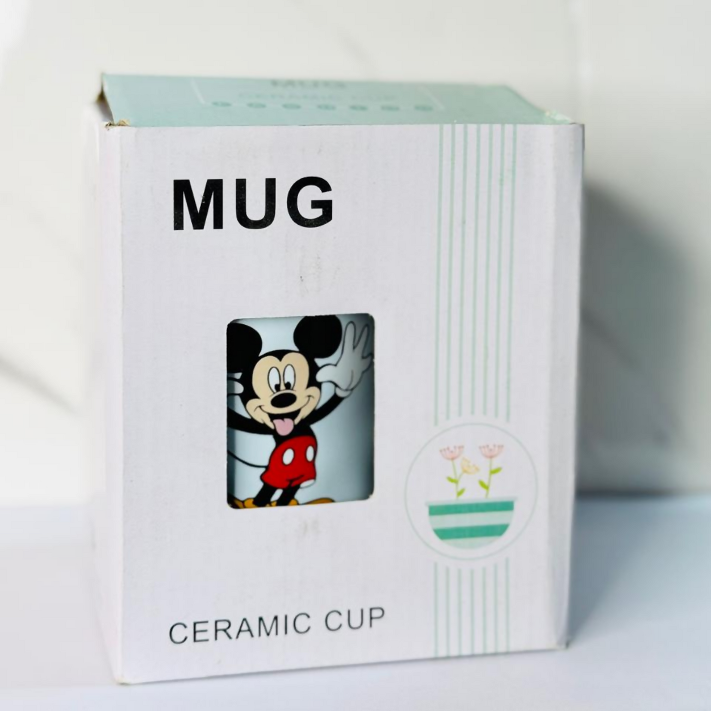 Light Blue Ceramic Cartoon Mug with Lid – Cute Character Print Coffee & Tea Cup – 350 ml Matte & Glossy Combo Finish – Ideal Gift for Kids & Adults