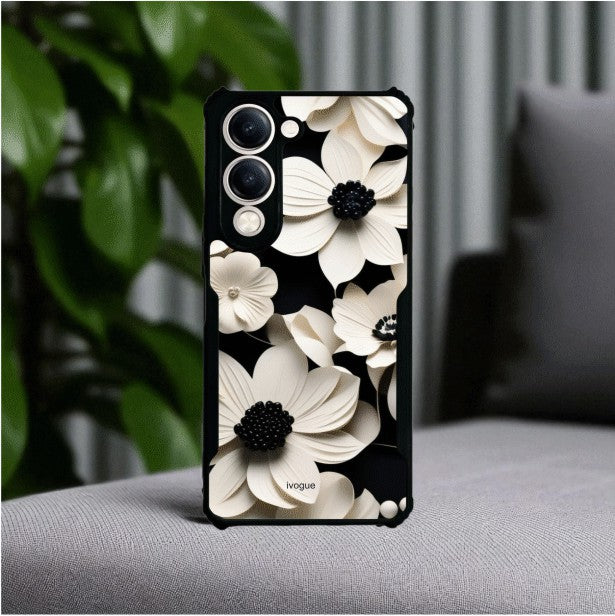 Black & Bloom Mobile Cover For VIVO Y19e