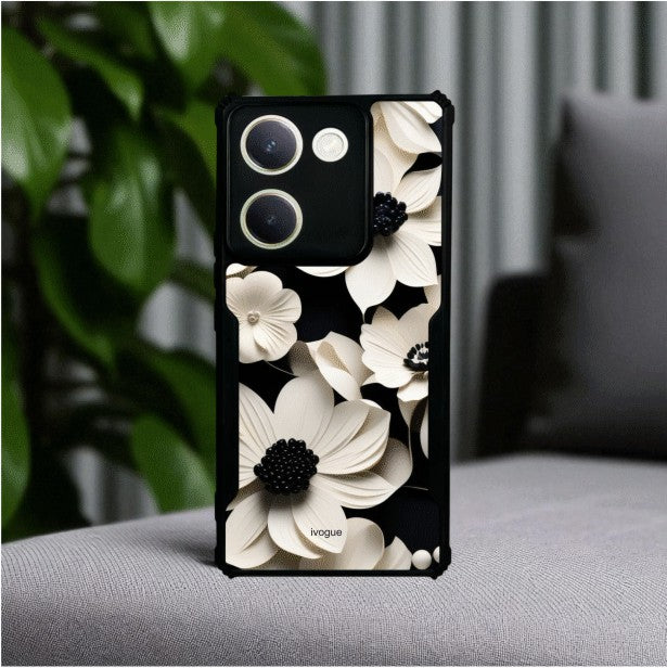 Black & Bloom Mobile Cover For Vivo Y300 Plus