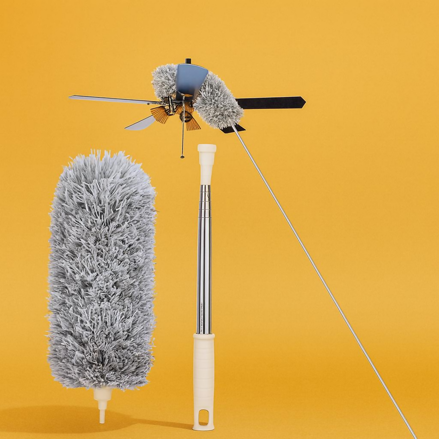 Adjustable Ceiling Cleaning Duster with Light Pole for Home Cleaning