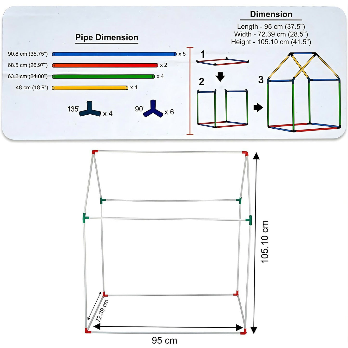 Kids School Play Tent House with Educational Charts & Blackboard Indoor Learning & Activity Play Tent for Children