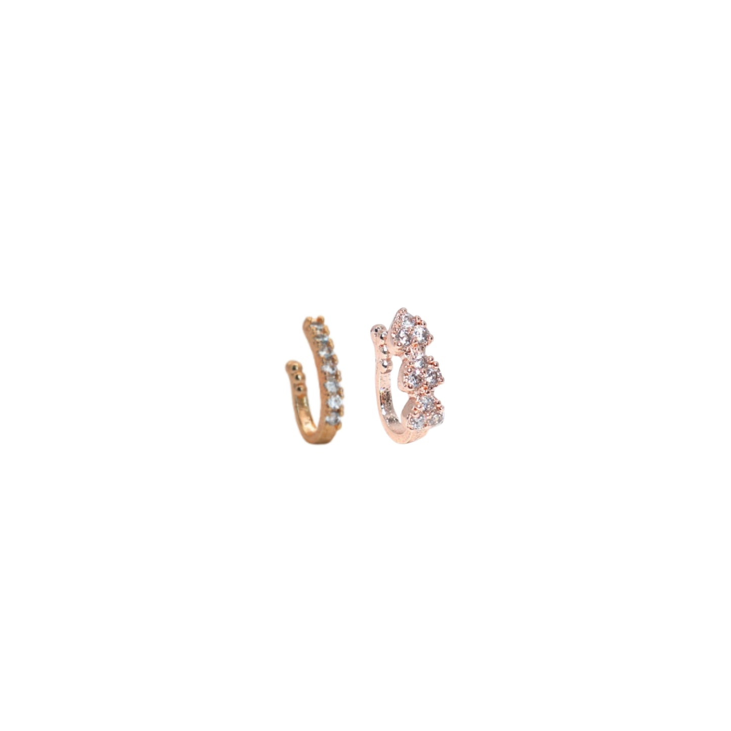 Triple Cluster CZ No Piercing Nose Ring Nath - Gold/Rose Gold Combo Pack of 2