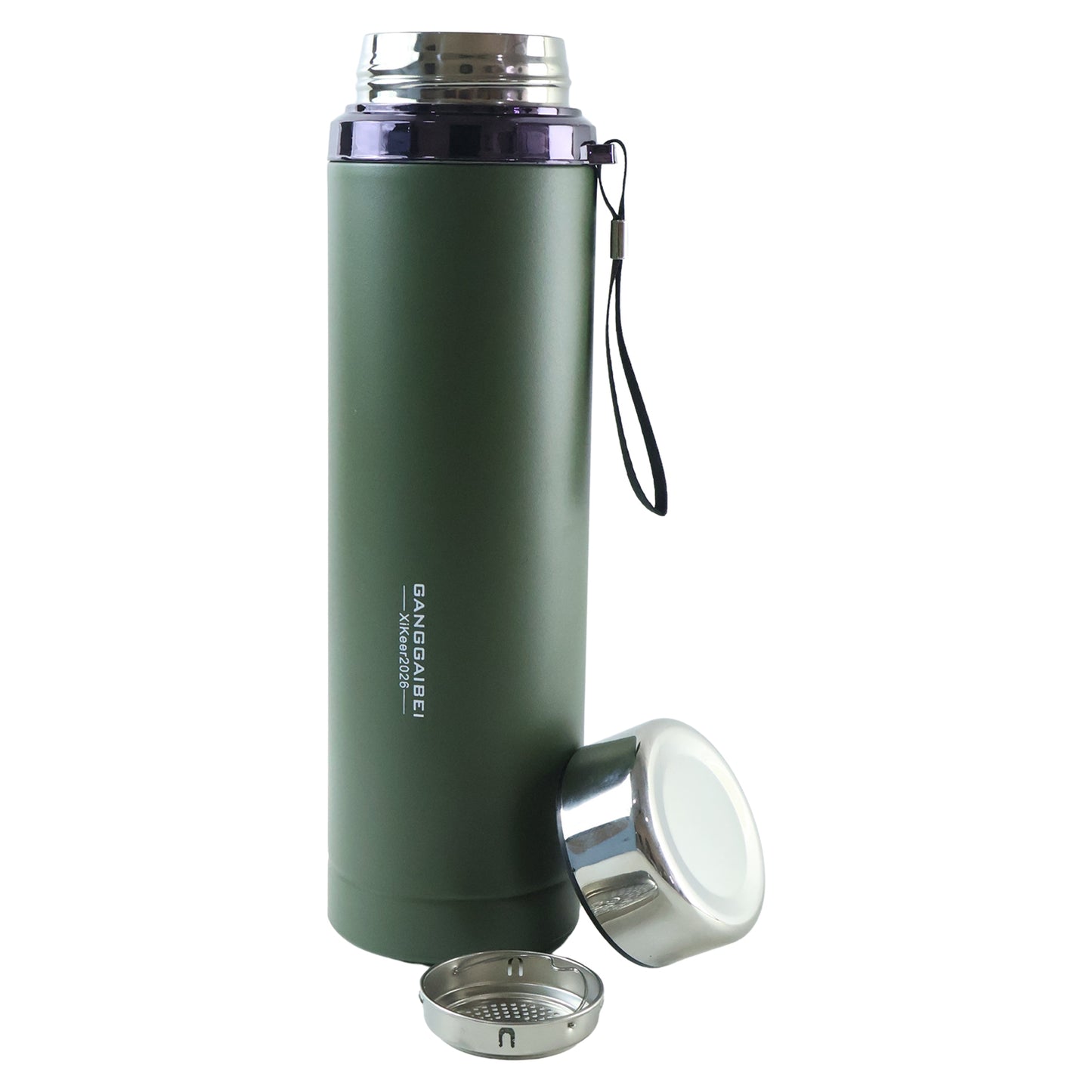 Vacuum Insulated Water Bottle 1000ml, Steel Hot and Cold Flask with Cup Lid (1 Pc)