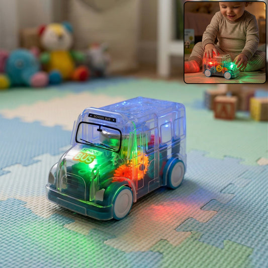 Kids Transparent Musical Light-Up School Bus Toy (1 Pc)