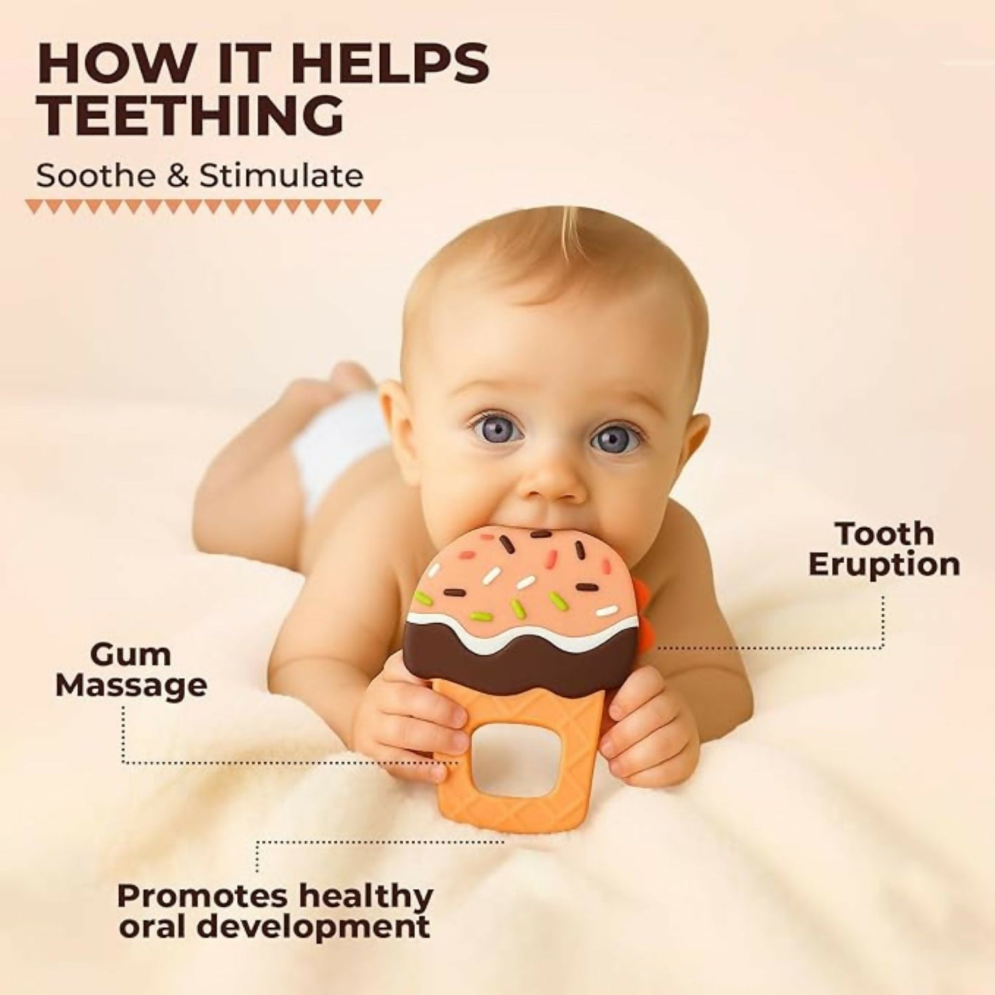 Ice Cream Shaped Silicone Baby Teether