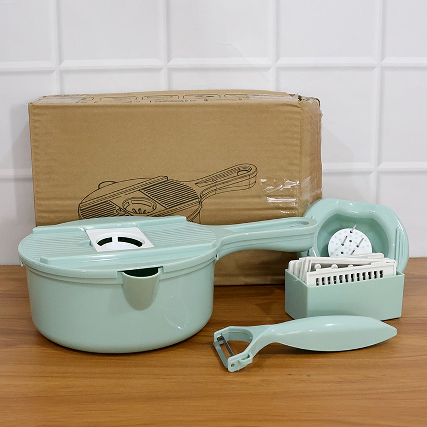 Time-saving vegetable chopper and grater kit