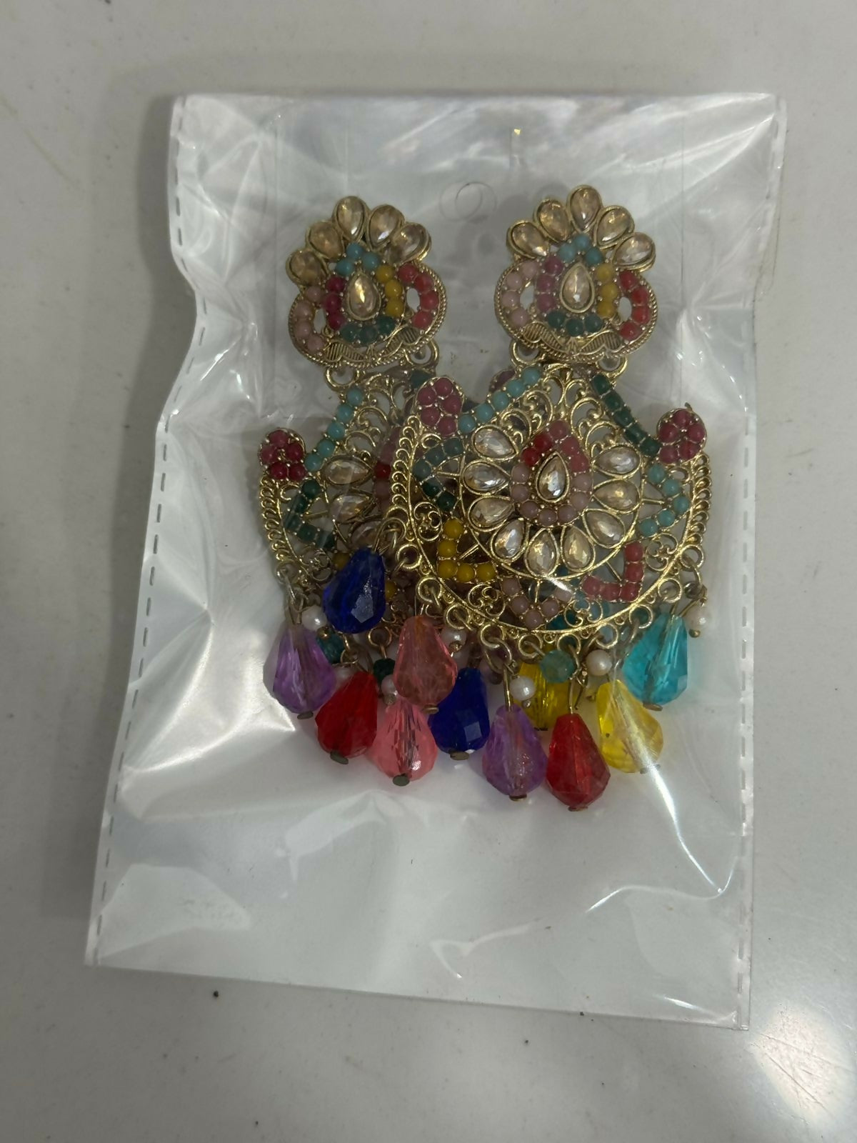 Royal Multicolor Kundan Chandbali Earrings.