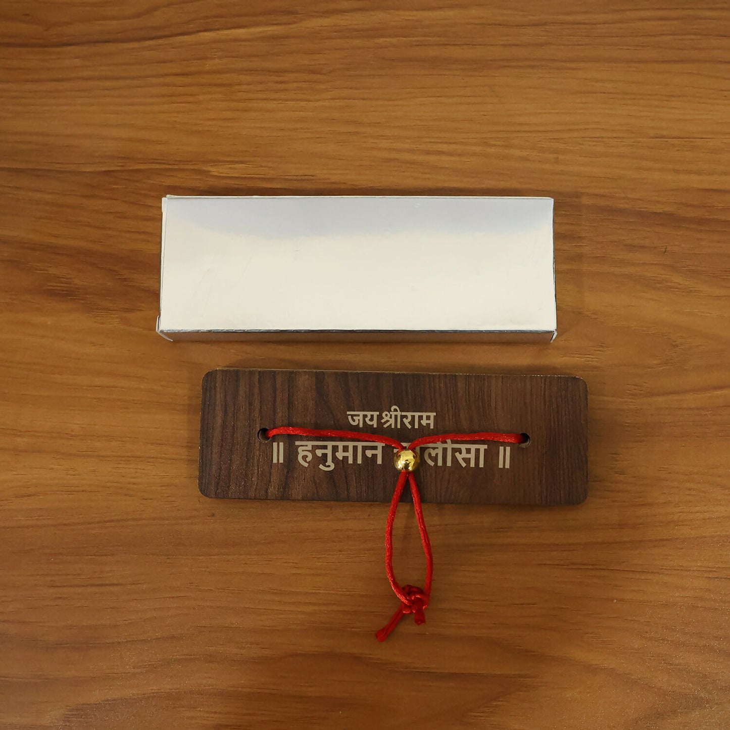 Wooden Hanuman Chalisa Flip Book with Stand, 6 × 2 Inch for Home Mandir & Prayer