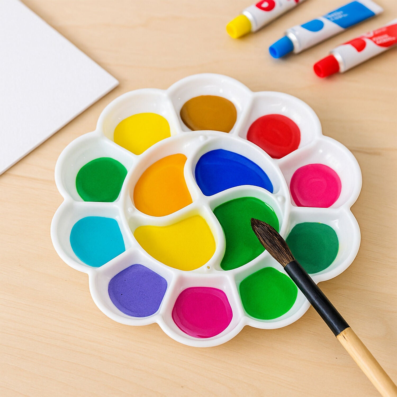 Khyati Colour Mixing Plate – Flower Shape Big Paint Palette for Artists and Students