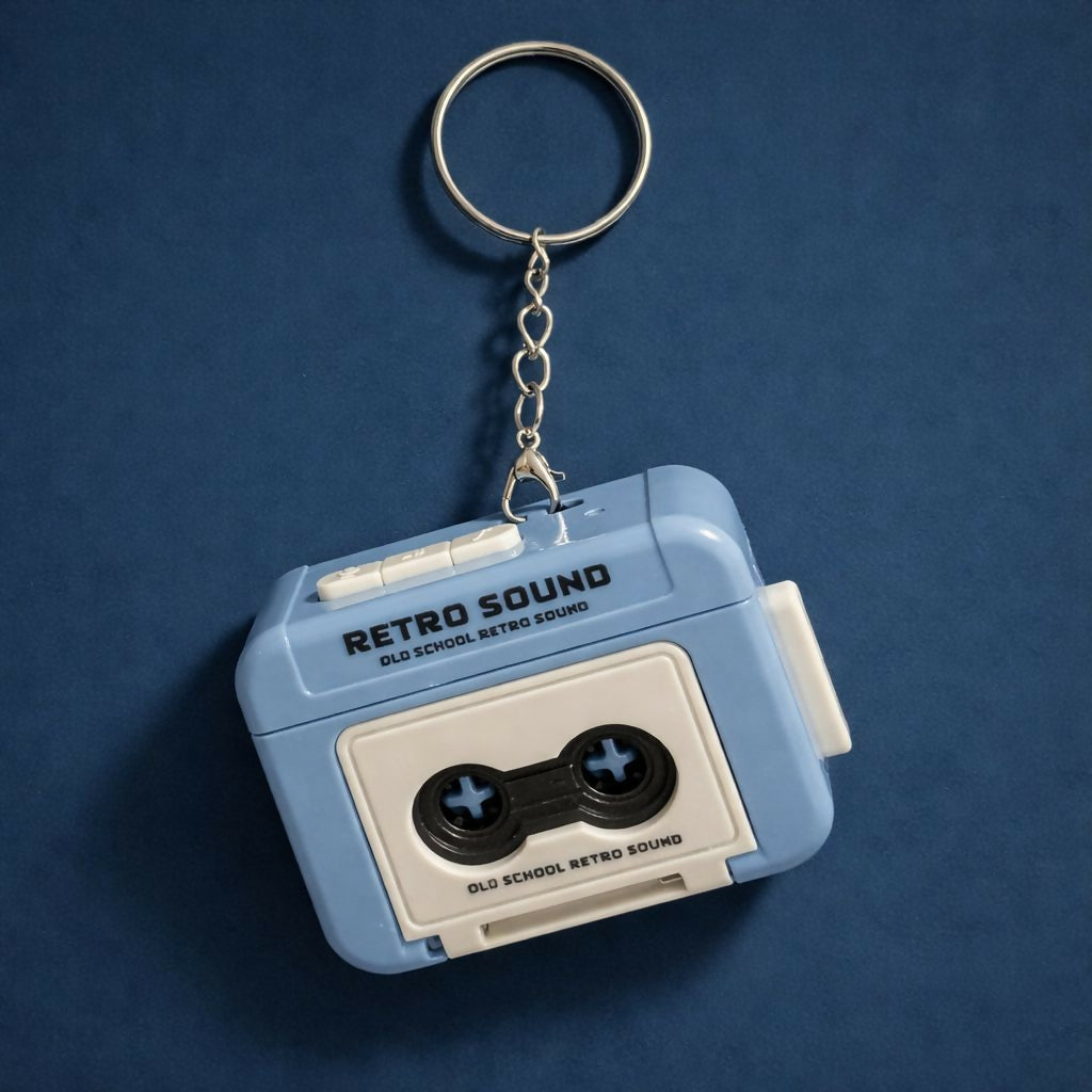 Retro Cassette Tape Keychain Sound Toy with Button Click Sound