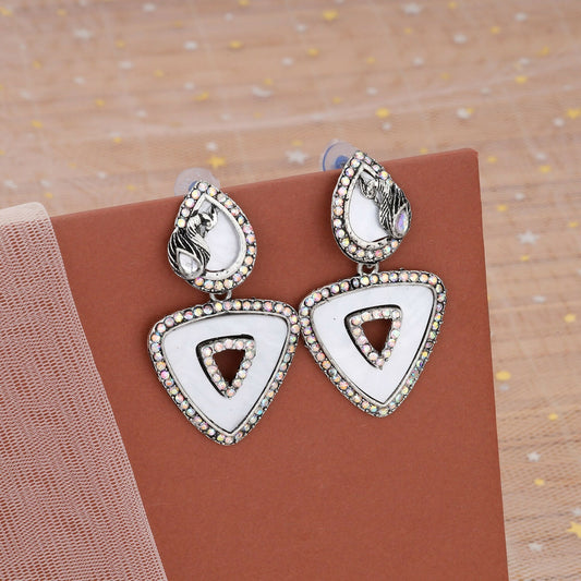 Elegant Oxidised Traingle Drop Jhumka Earrings