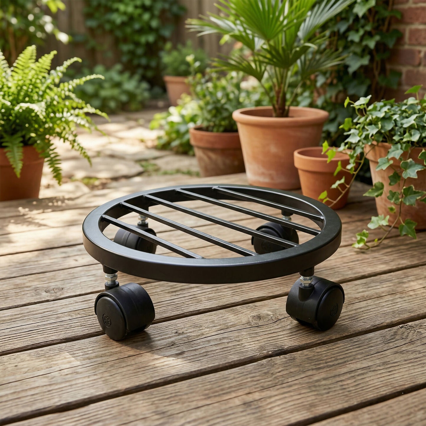 Heavy Duty Round Plant Pot Trolley with Wheels for Easy Movement