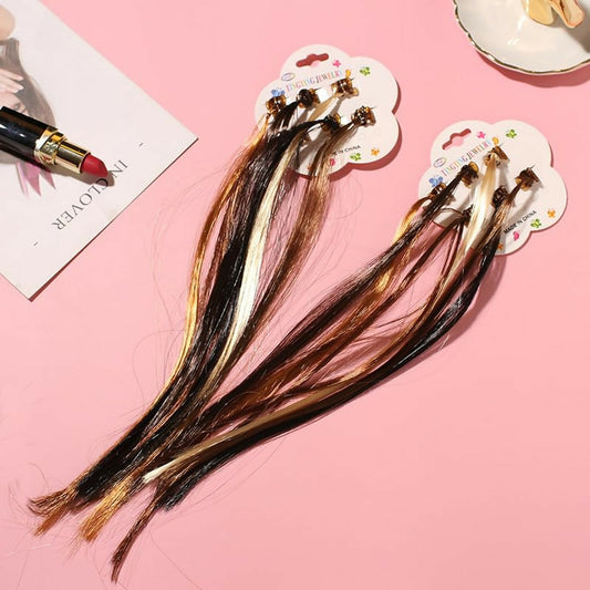 Pack of 6 clip-on hair braid extensions for girls