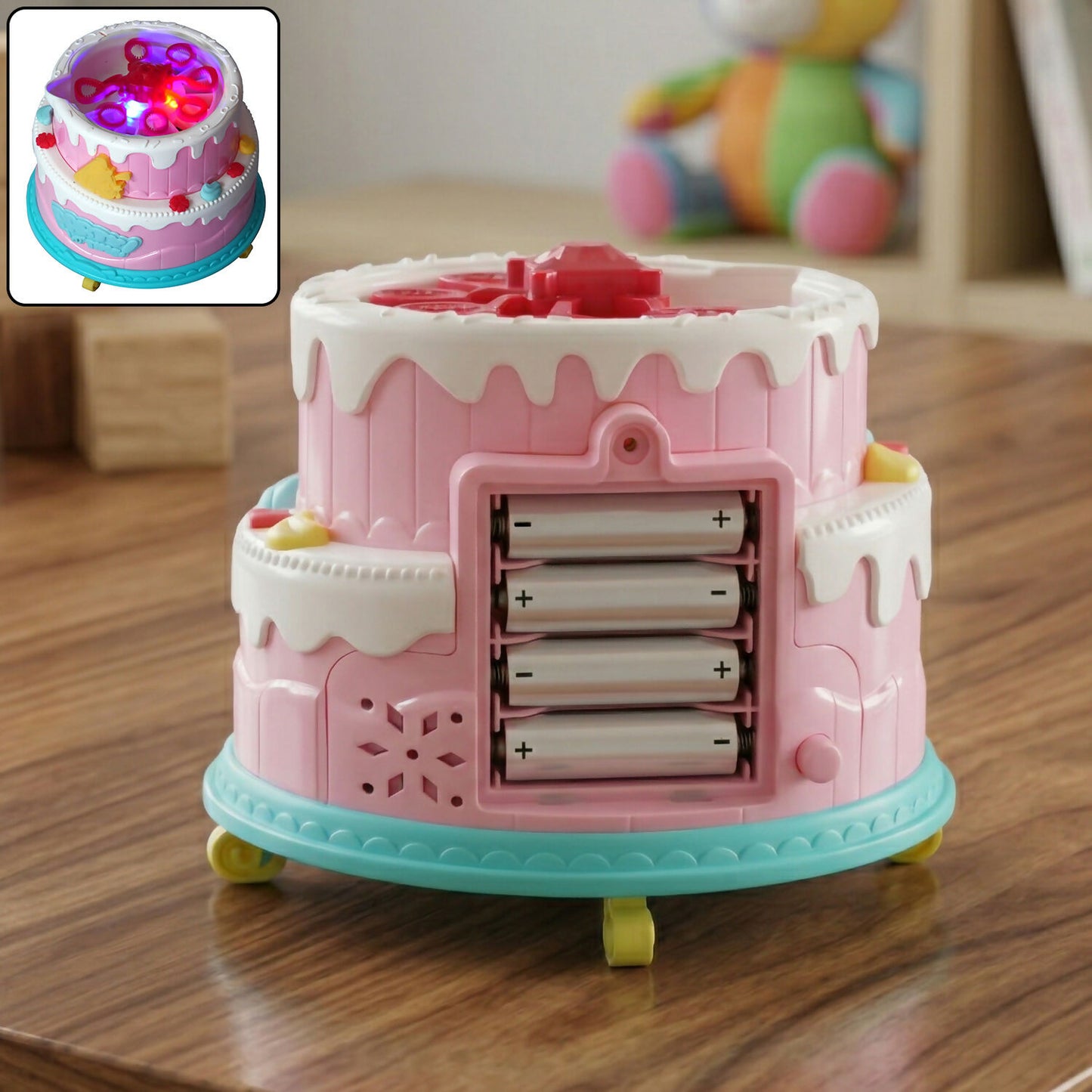 Kids Bubble Cake Toy Automatic Bubble Maker Party Toy with Bubble Liquid Bottle