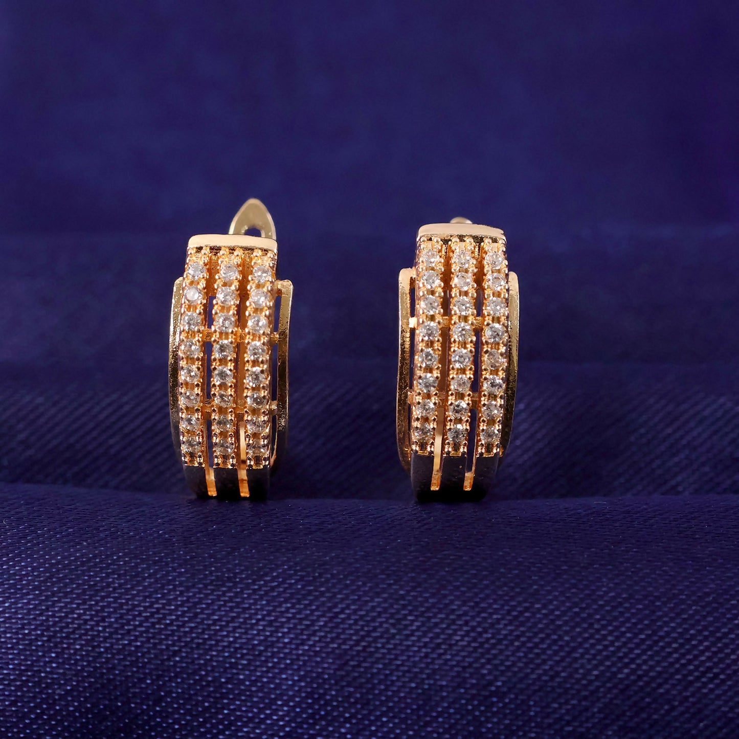 Gold Finish Crystal Hoop Earrings for Women
