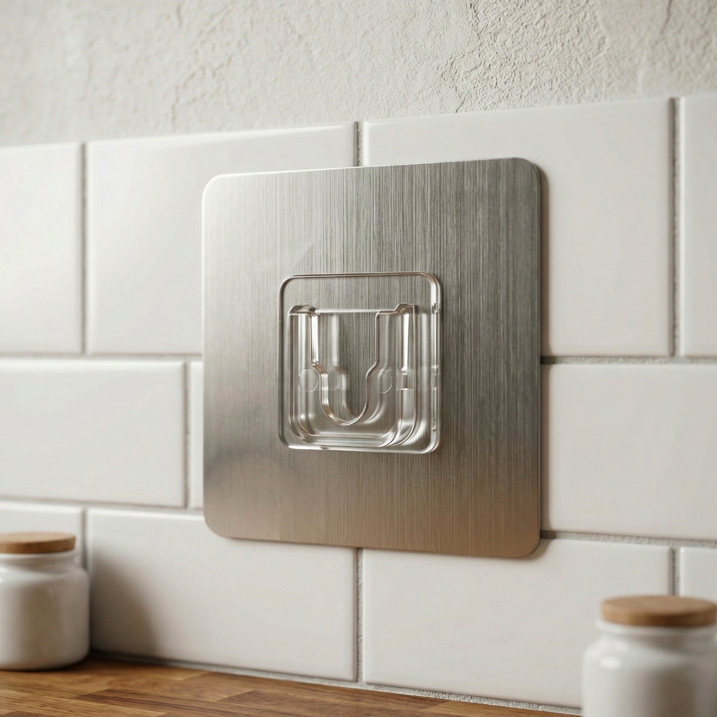 Plastic self adhesive hook close up