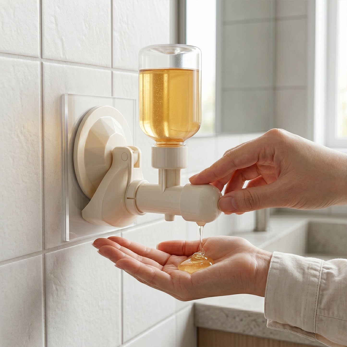 Wall-Mount Liquid Soap Dispenser with Suction Cup - 1 Pc