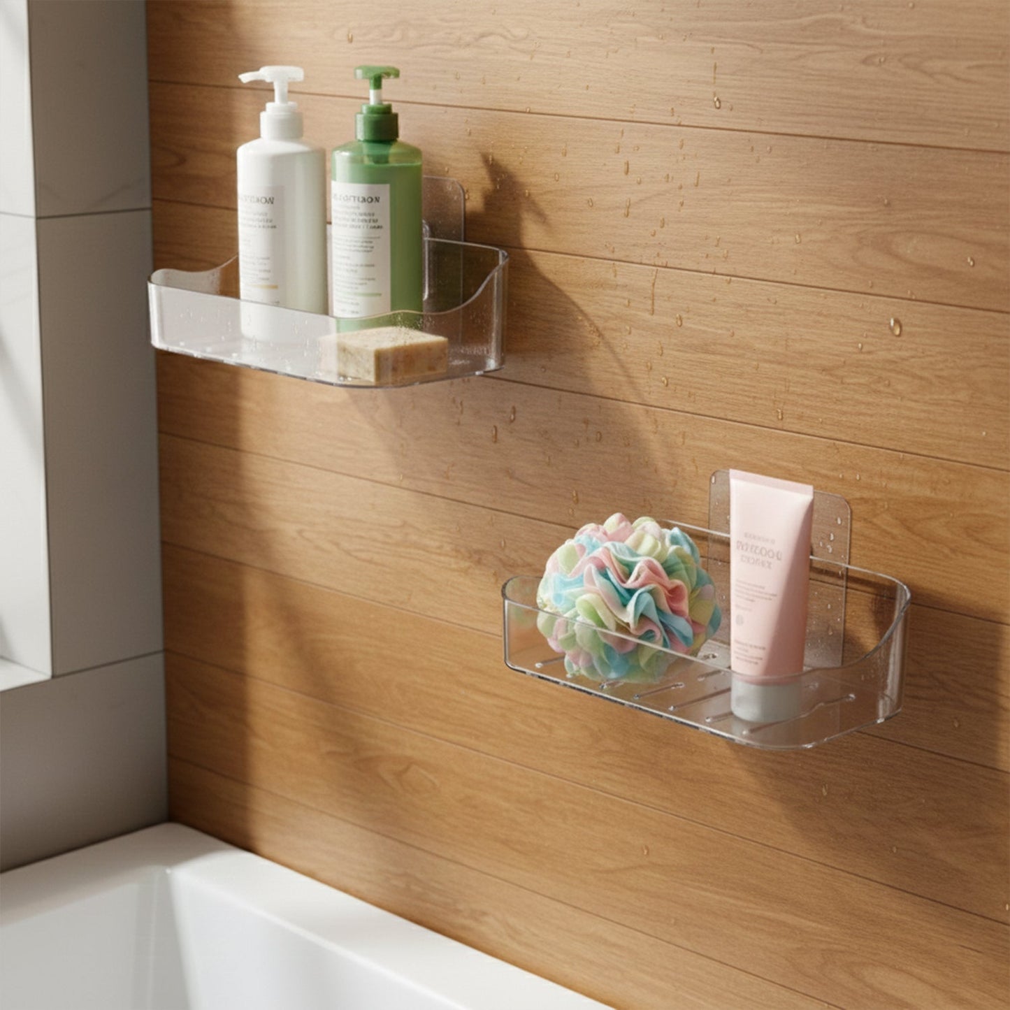 Wall-Mounted Transparent Soap Dish Holder Set
