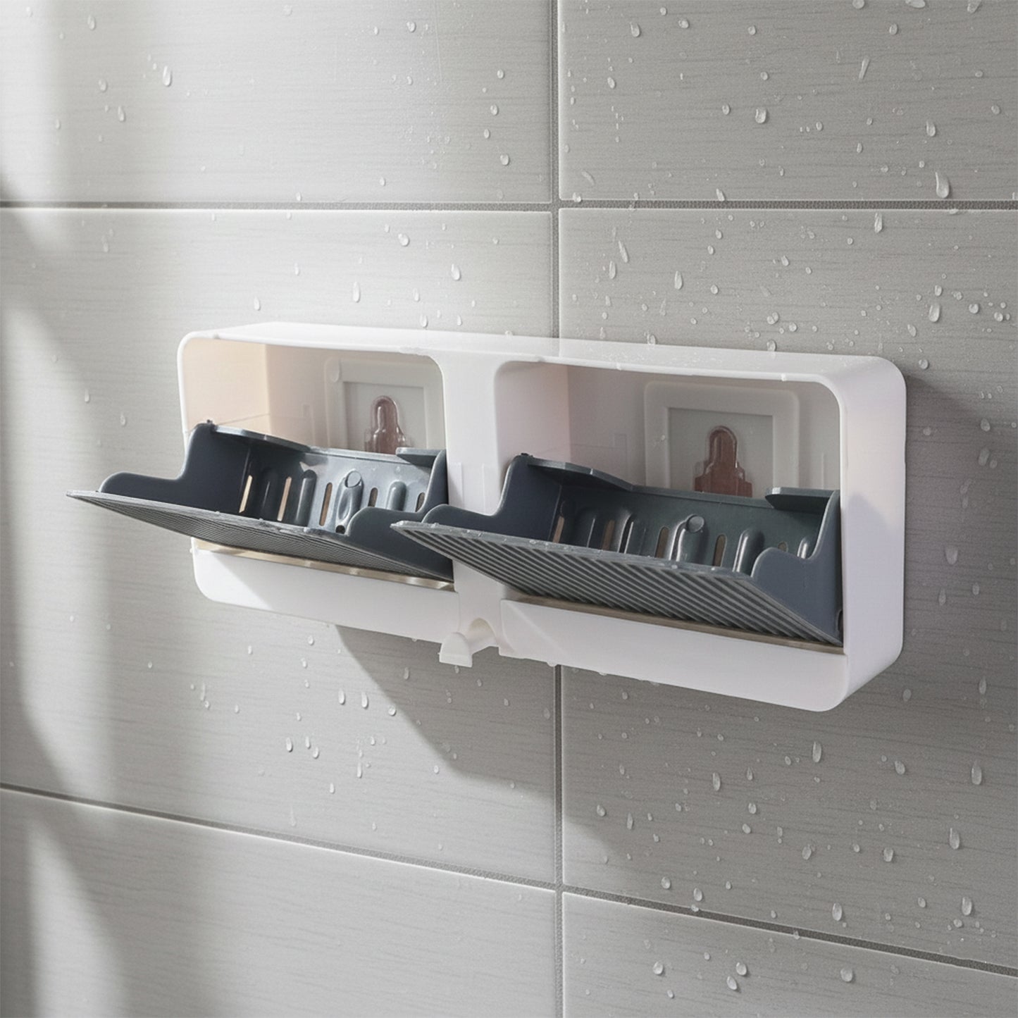Wall Mounted 4-Compartment Bathroom Storage & Soap Holder