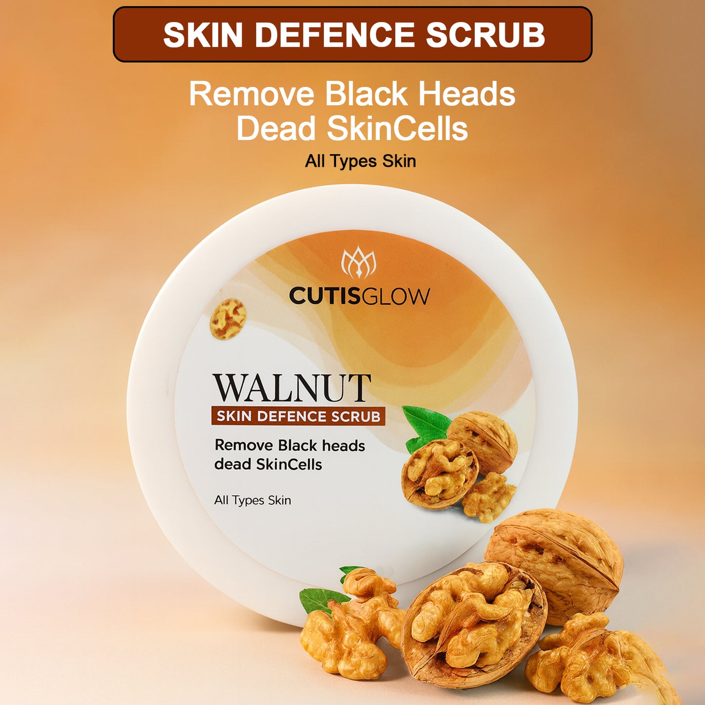 Eyelet Walnut Skin Defence Scrub – Exfoliating Face & Body Scrub for Blackhead Removal, Dead Skin Cell Cleansing & Smooth Radiant Skin (200ml)