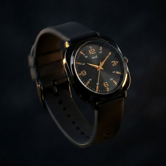 Classic Analog Wrist Watch with Black Dial and Black Silicone Strap for Daily & Casual Wear