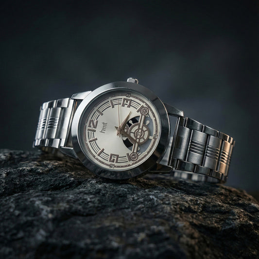 Classic Analog Wrist Watch with Skeleton Dial Design and Metal Strap for Office & Formal Wear