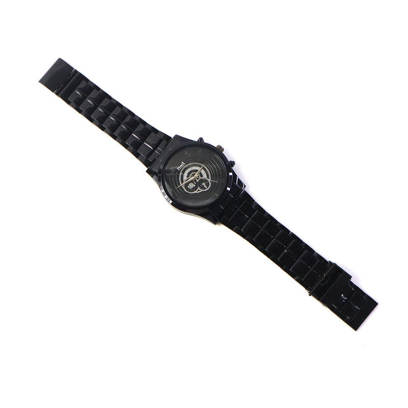 Luxury Analog Wrist Watch with Black Metal Strap & Multi-Layer Skeleton Dial Design