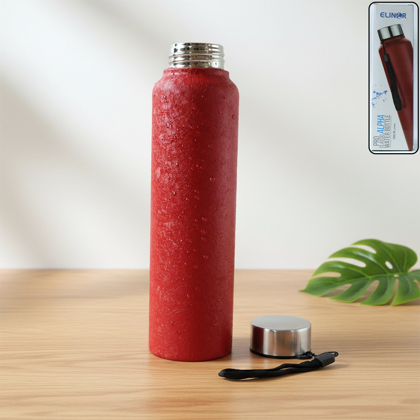 Red Alpha Pro Classic Stainless Steel Water Bottle front view