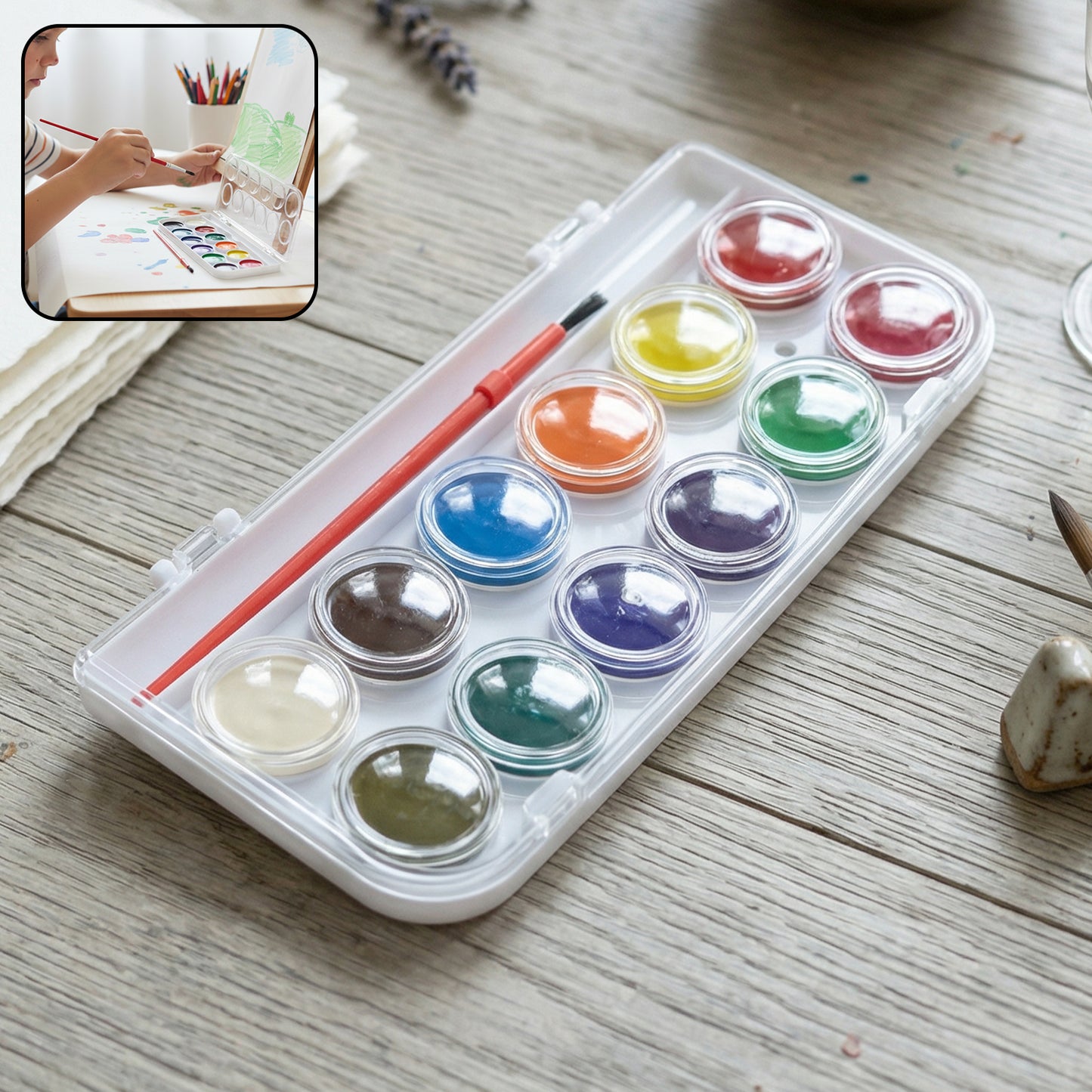 12 Shade Compact Watercolour Paint Set 1 Set