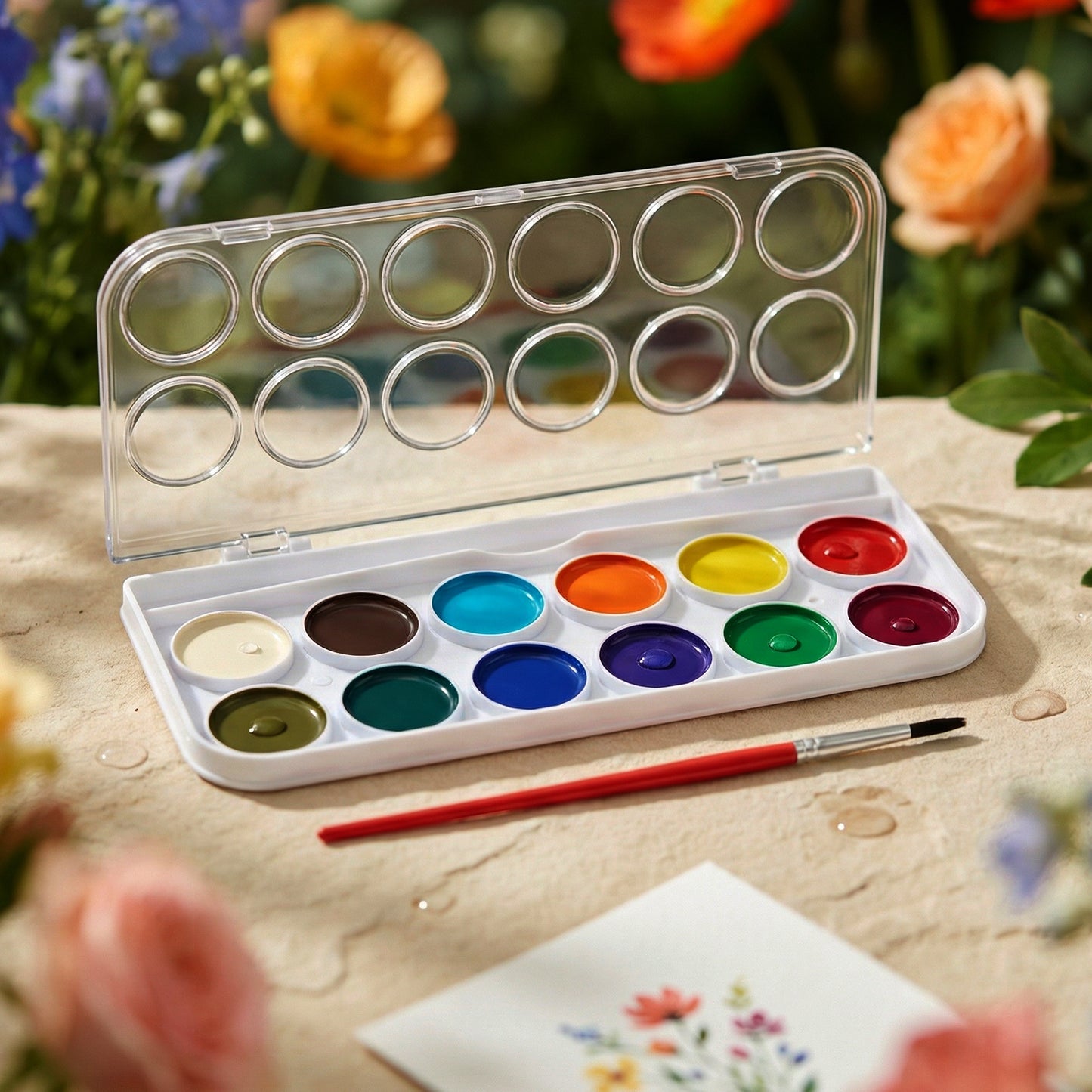 12 Shade Compact Watercolour Paint Set 1 Set