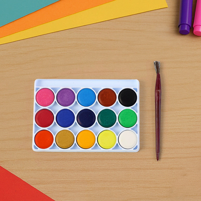 Camlin Students’ Water Colour Cakes – 18 Vibrant Shades with Brush (Bright Easy-Blend Colours)