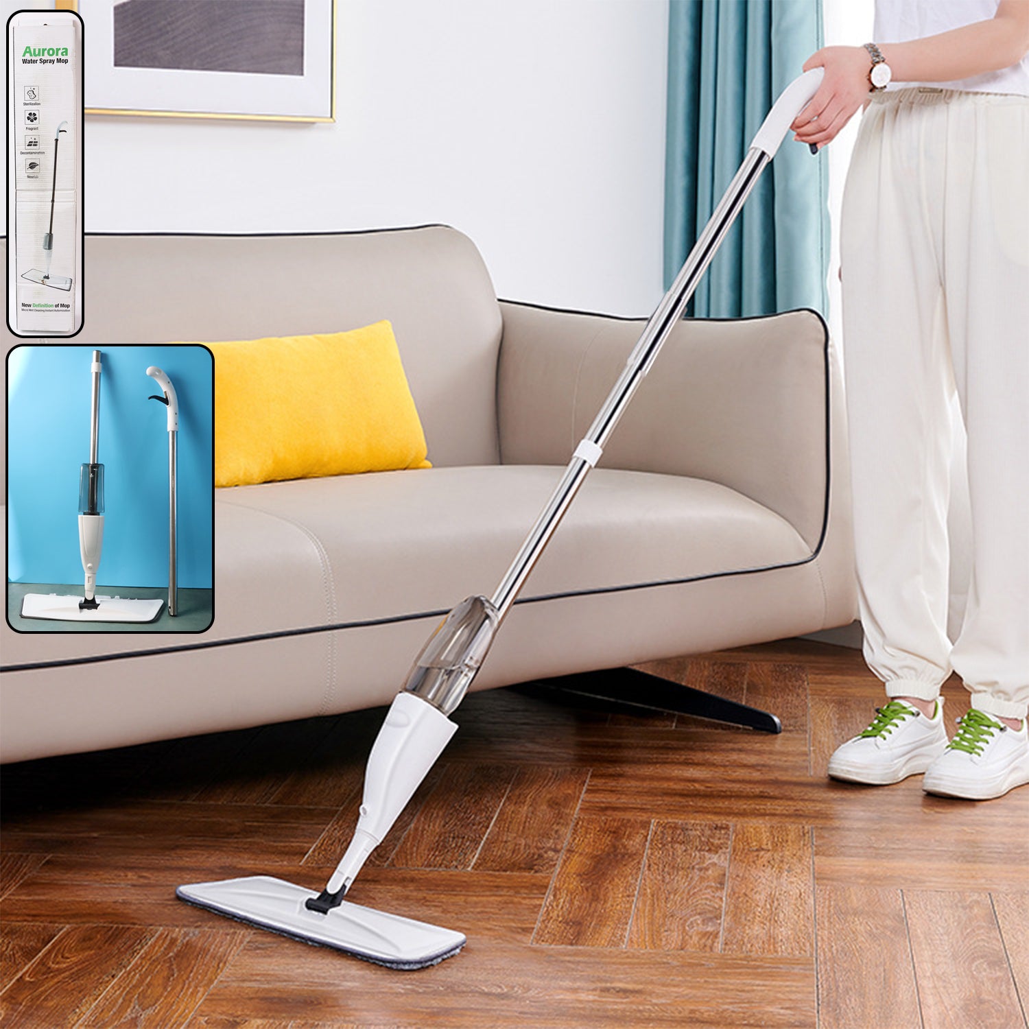 Floor Cleaning Spray Mop with Removable Washable Cleaning Pad