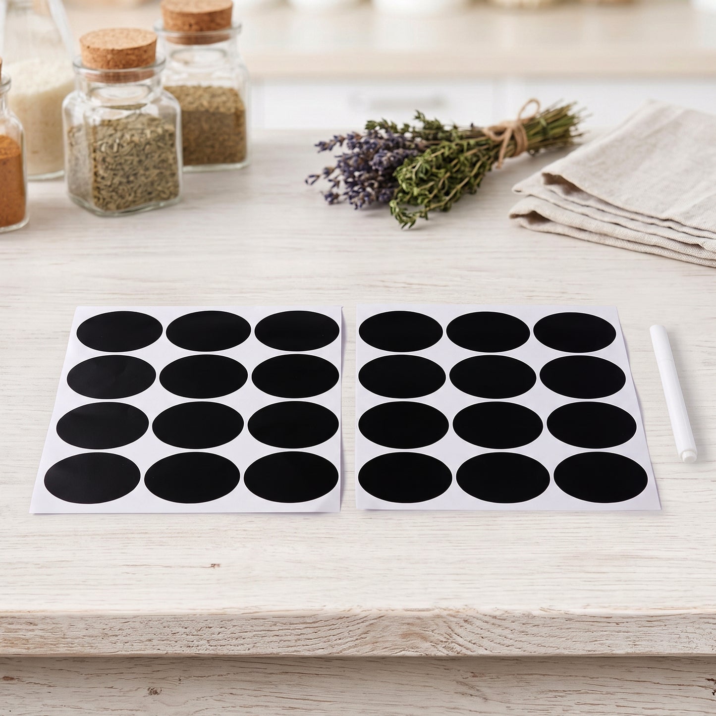 Oval Chalkboard Sticker Labels with Marker Pen, Reusable Jar Labels (1 Set)