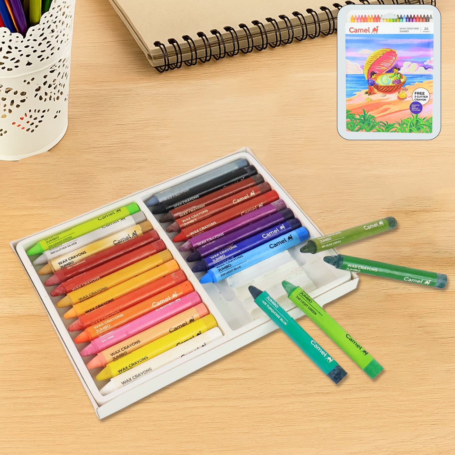 Camel Wax Crayons Jumbo – 26 Shades