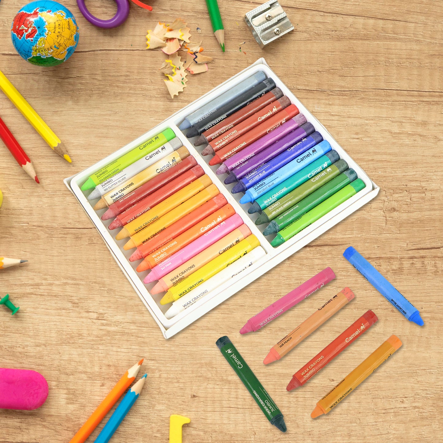Camel Wax Crayons Jumbo – 26 Shades