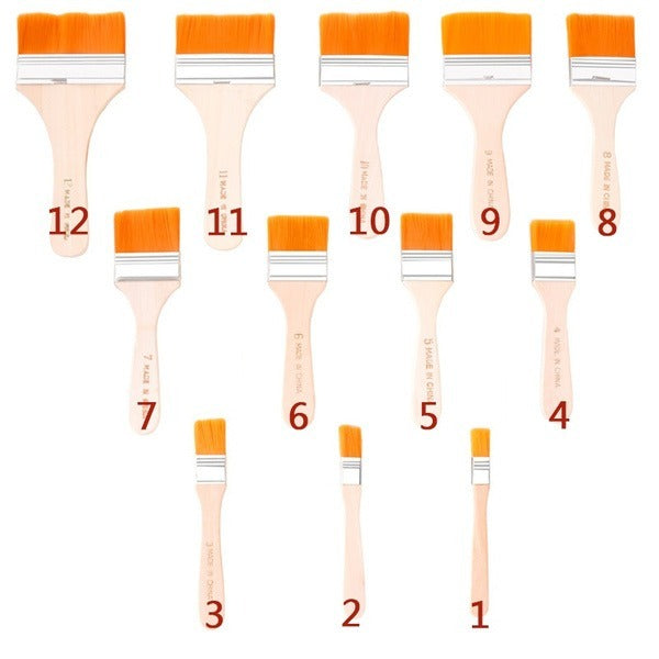 4663 કલાત્મક ફ્લેટ પેઈન્ટીંગ બ્રશ - 12 નો સમૂહ