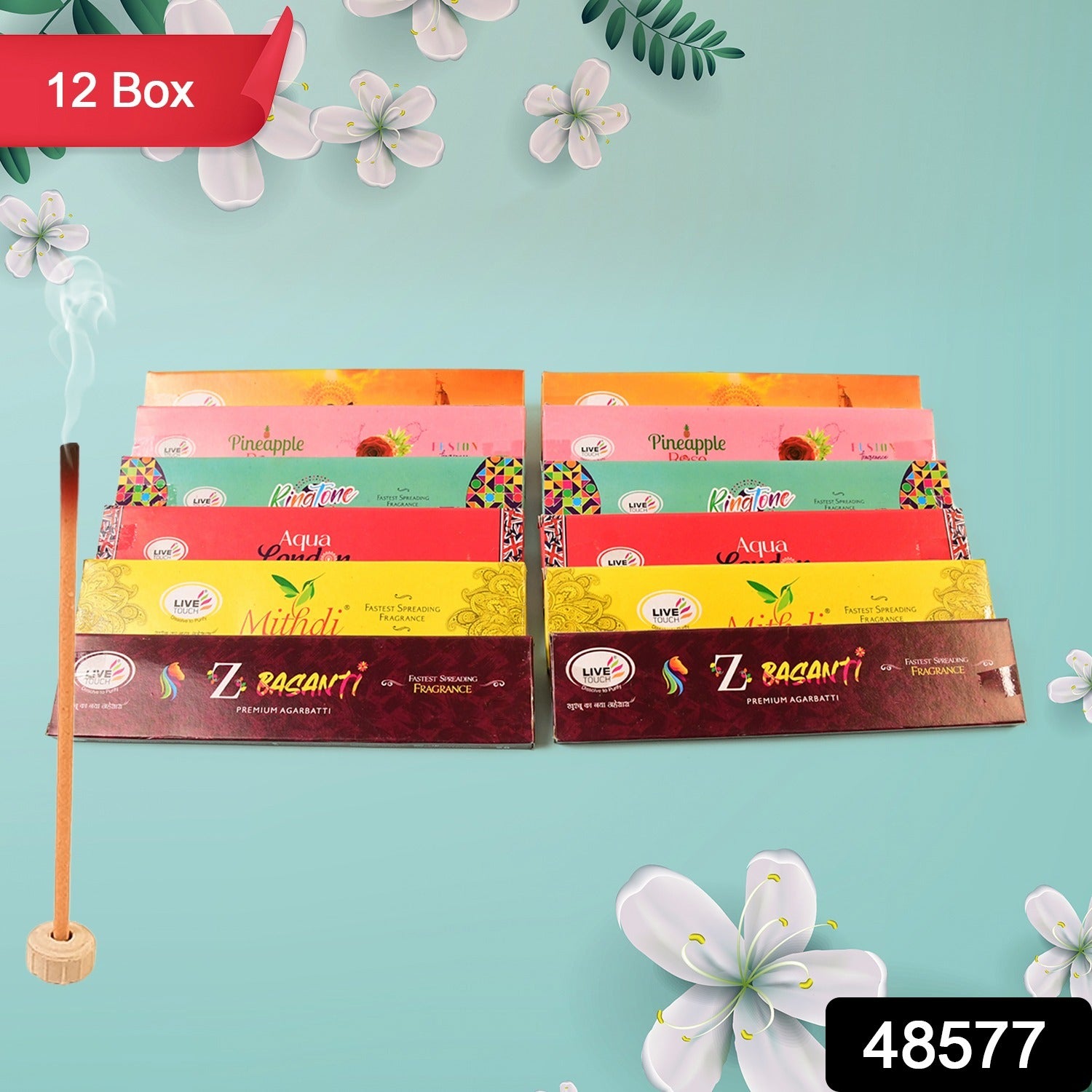 12 in 1 Long-Lasting Scented Incense Agarbatti (12 Box Set)
