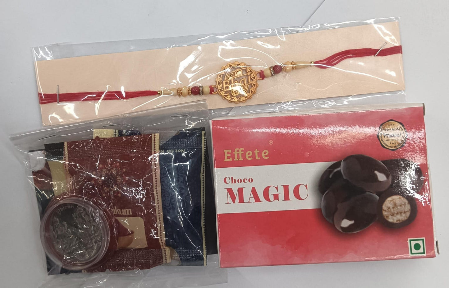 Complete Bhai Rakhi Combo with traditional roli chawal and chocolate
