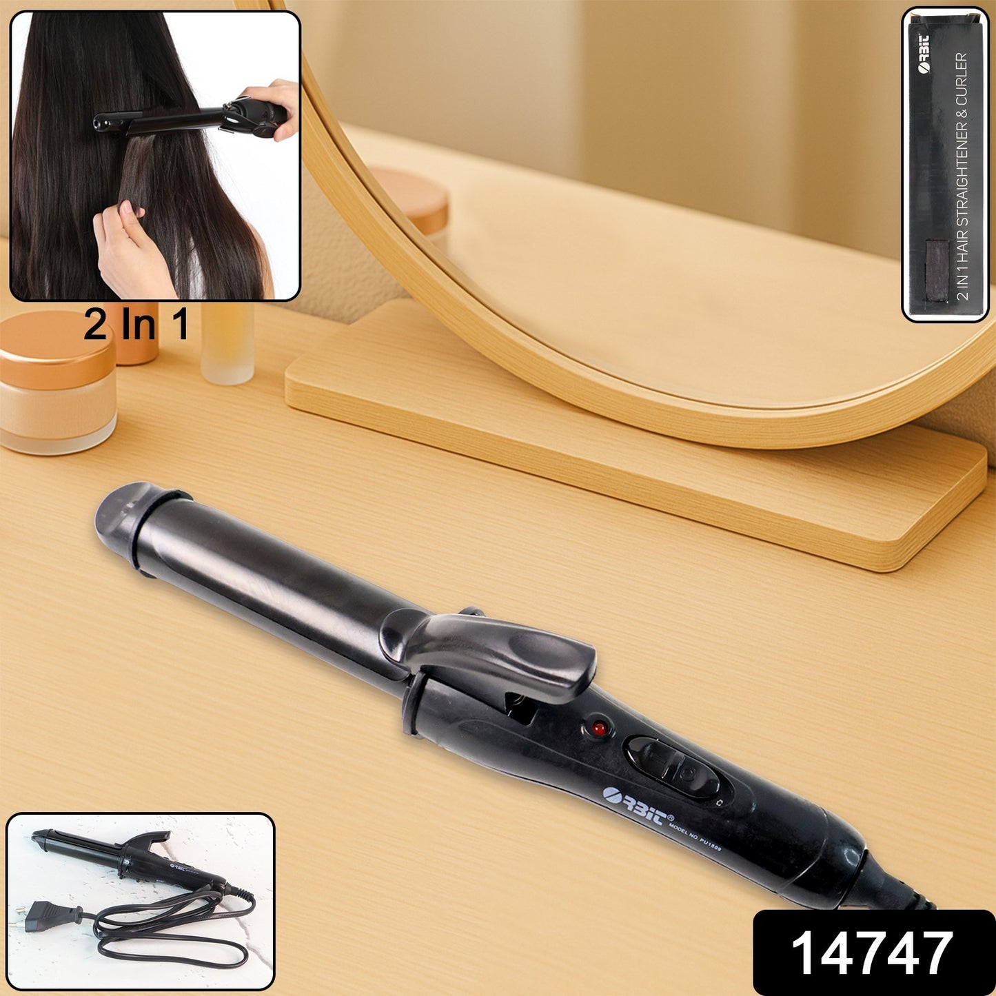 Orbit 2 in 1 Hair Straightener and Curler (1 Pc)