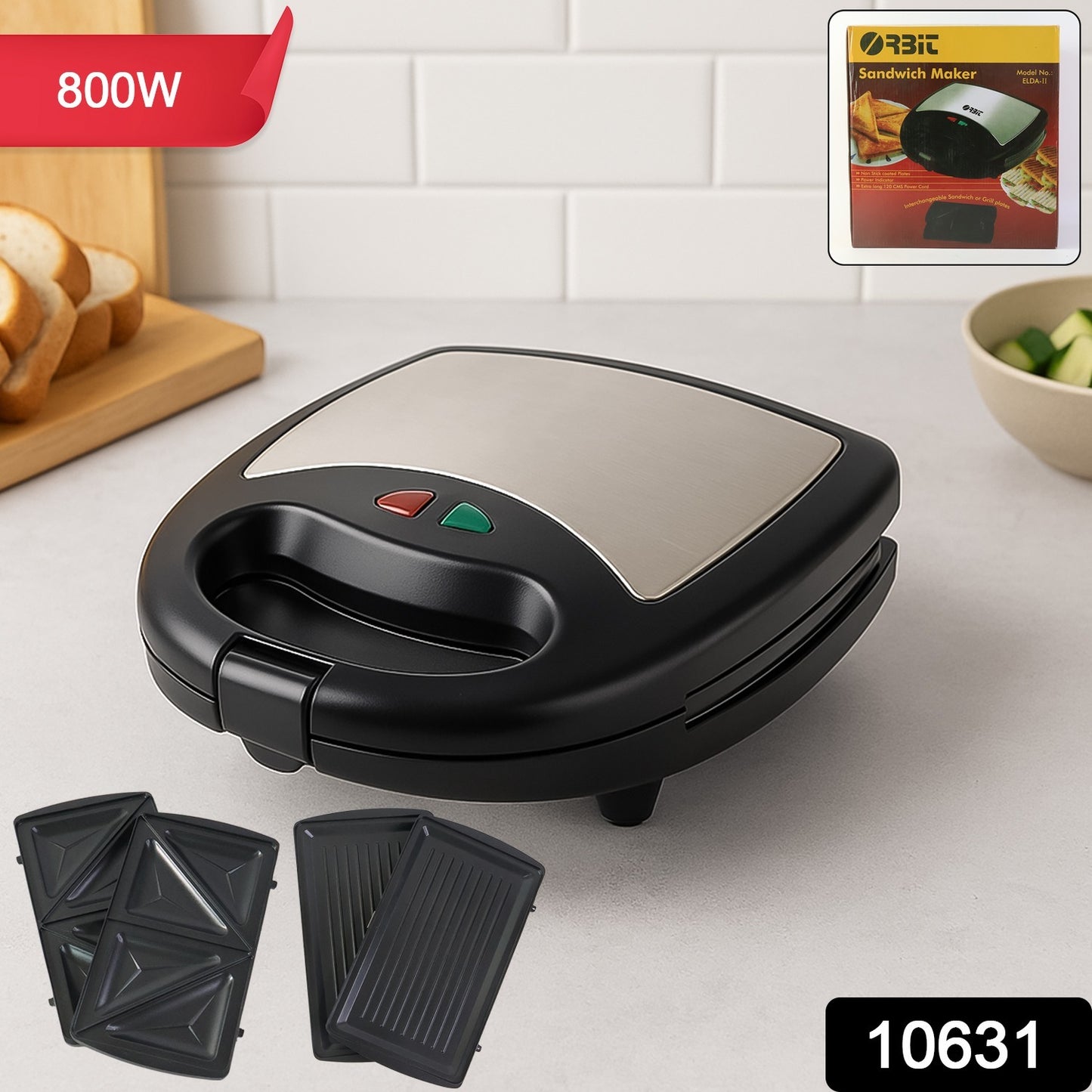 Orbit Sandwich Maker with Interchangeable Plates (800W / 1 Pc)