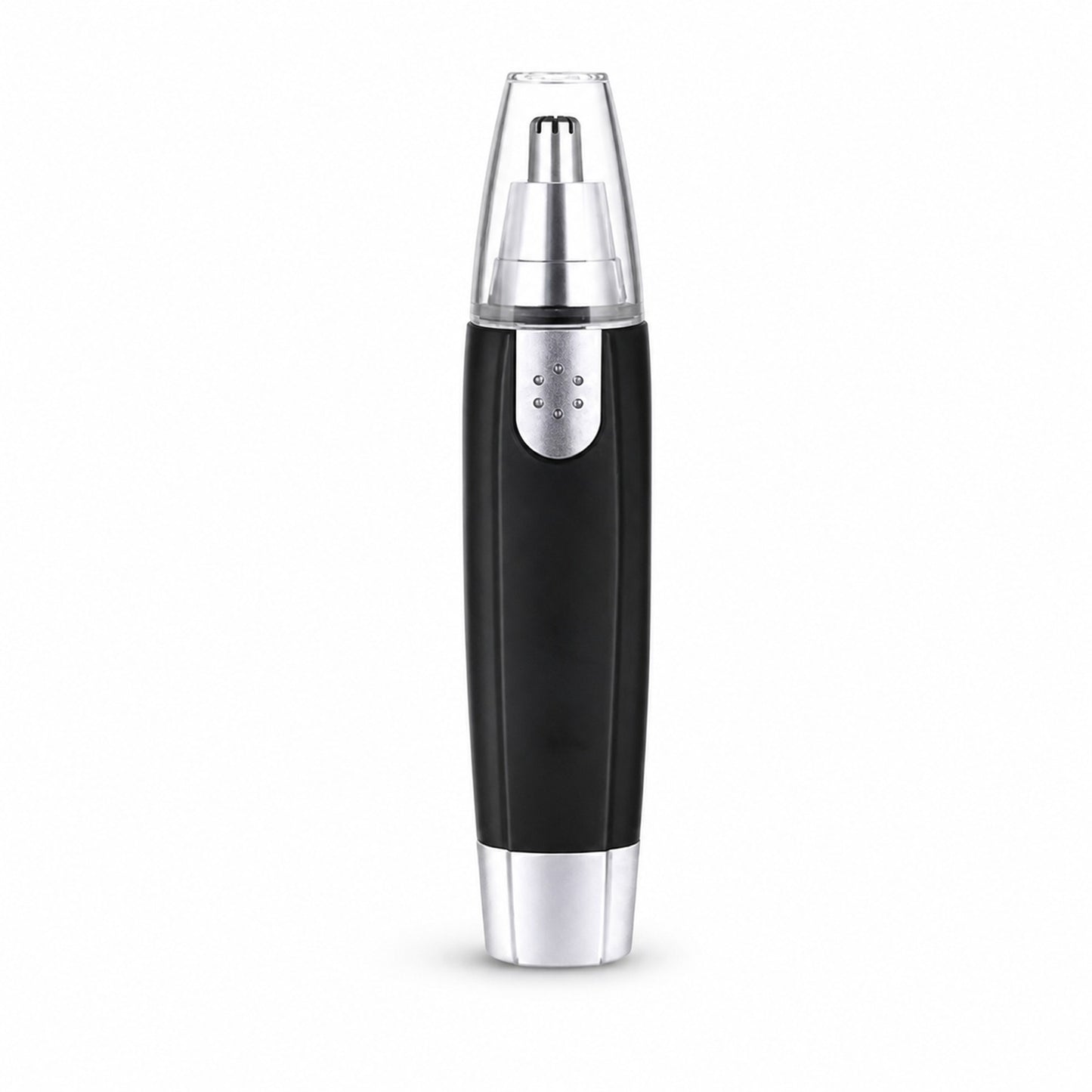 Battery-operated ear and nose hair trimmer in hand