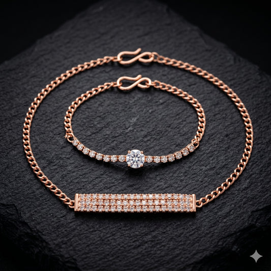 Set of rose gold plated stone bracelets showcasing elegant design