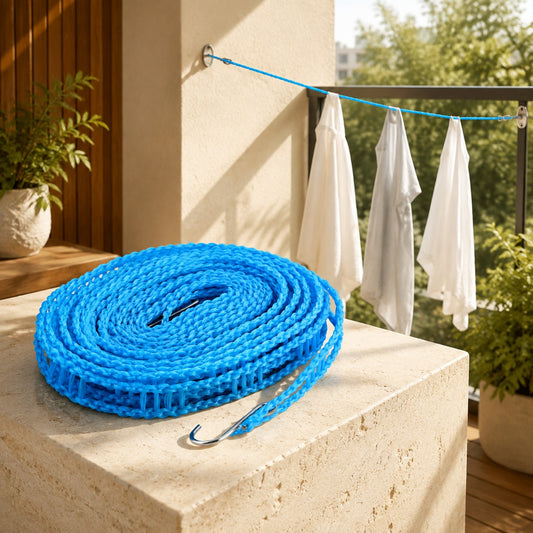 Nylon Clothesline – 5m Windproof Rope with Hooks | BathNova