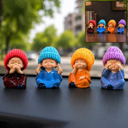 Resin Monk Buddha Showpiece Set of 4 – Spiritual Home Decor