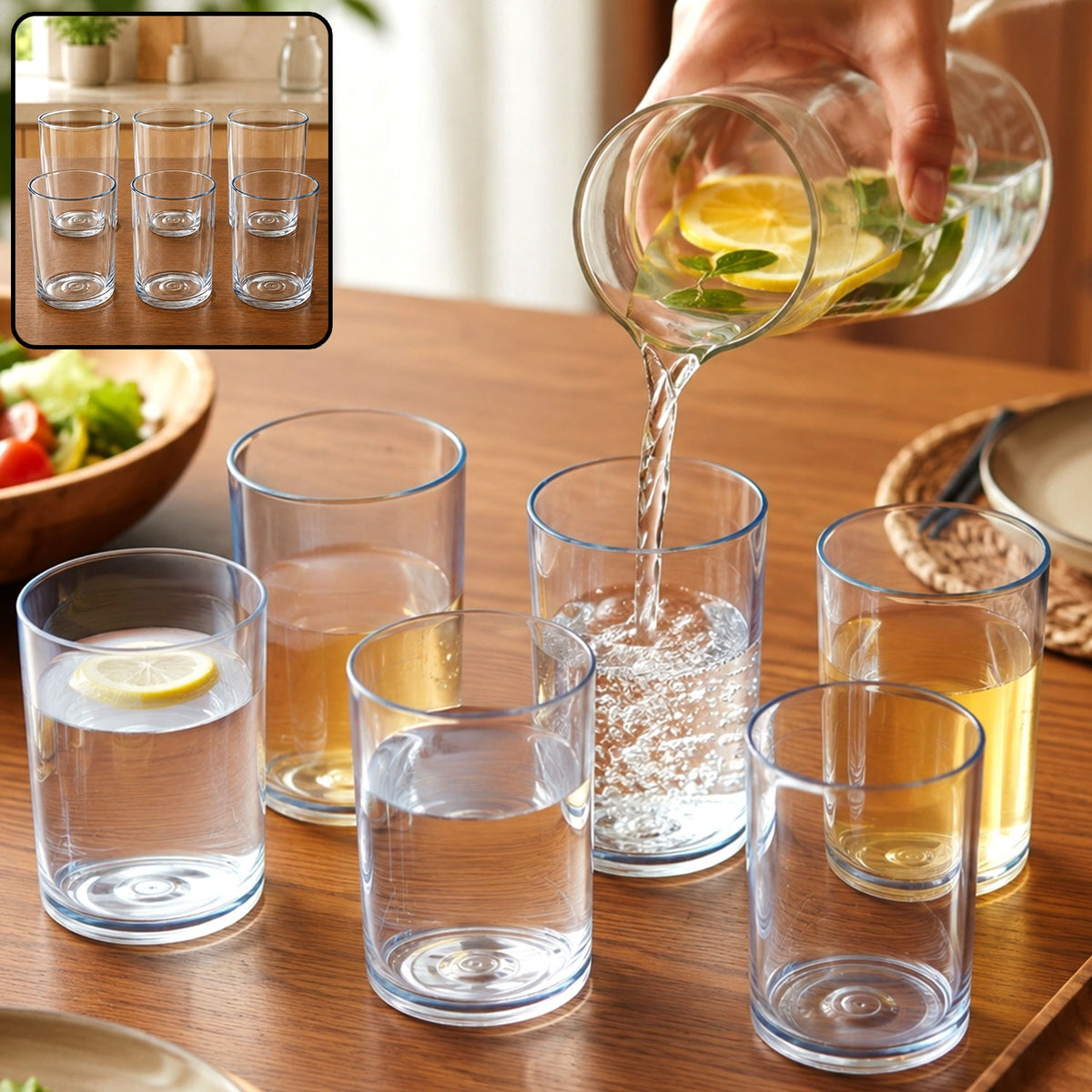 Durable Plastic Glass Set – 6 Lightweight, Unbreakable Tumblers